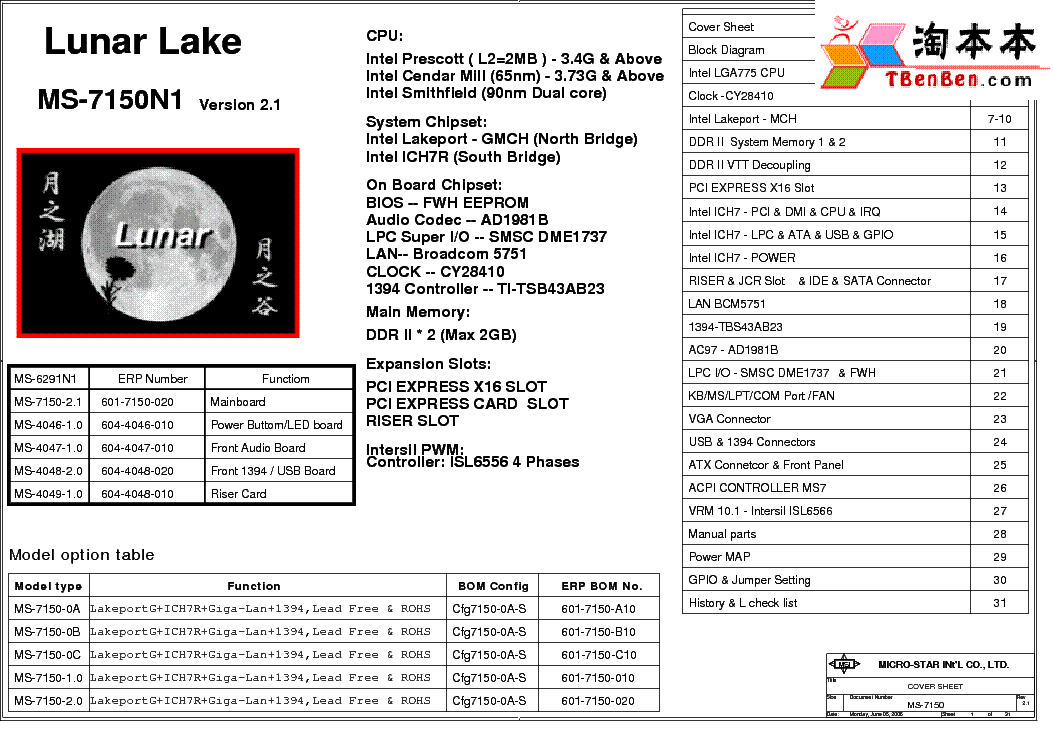 MSI MS-7150N1 REV 2.1 SCH service manual