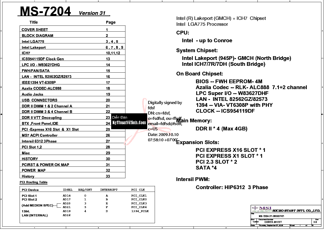 MSI MS-7204 REV 3.1 SCH Service Manual download, schematics, eeprom Sns-Brigh10