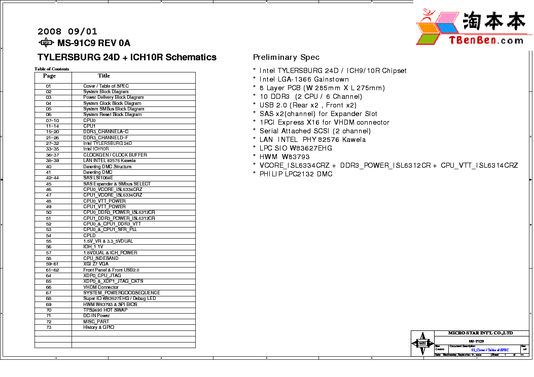 MSI MS-91C9 REV 0A SCH service manual