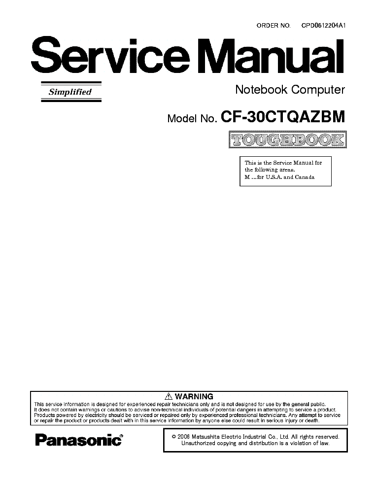 PANASONIC CF-30CTQAZBM service manual