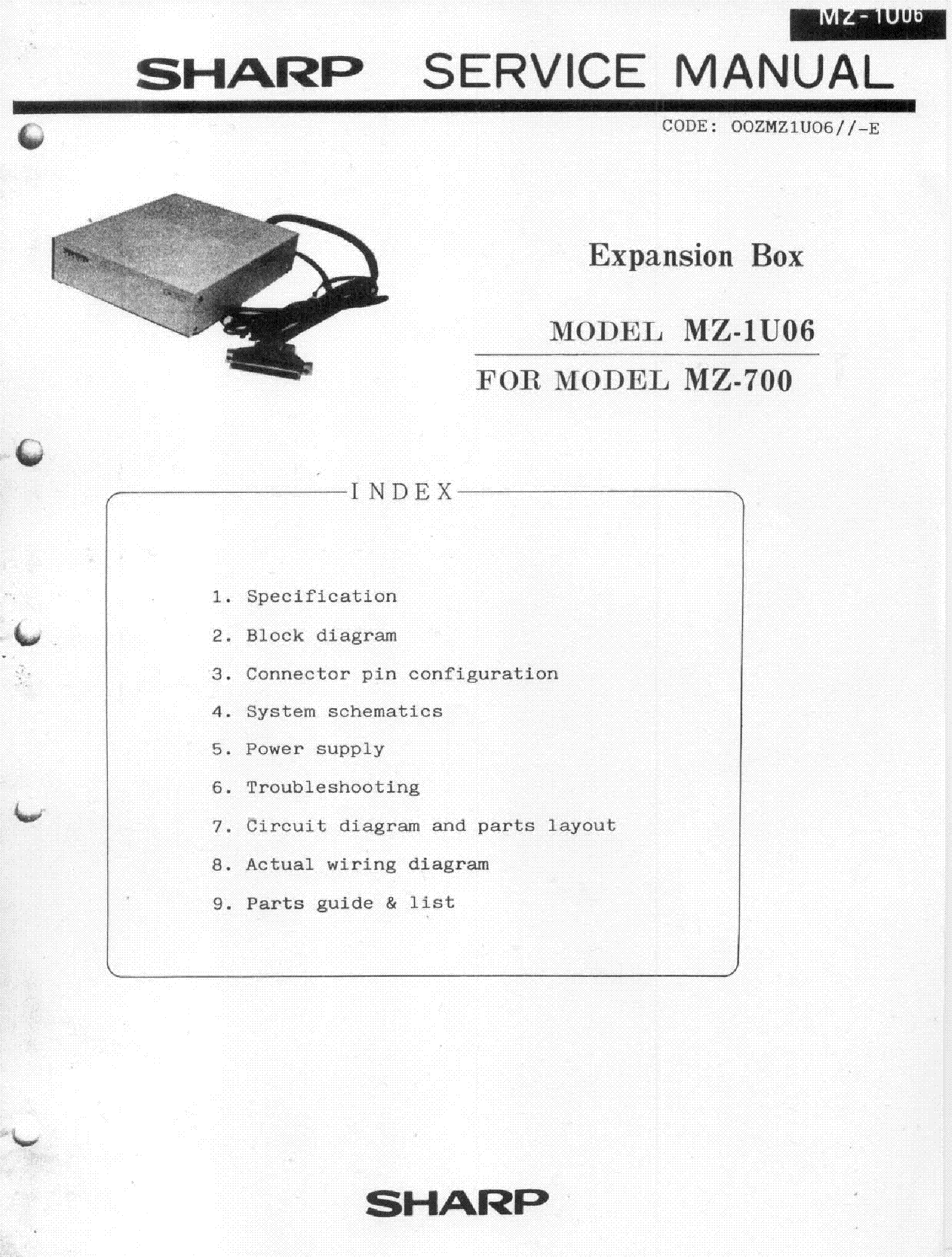 SHARP MZ-1U06 service manual (1st page)