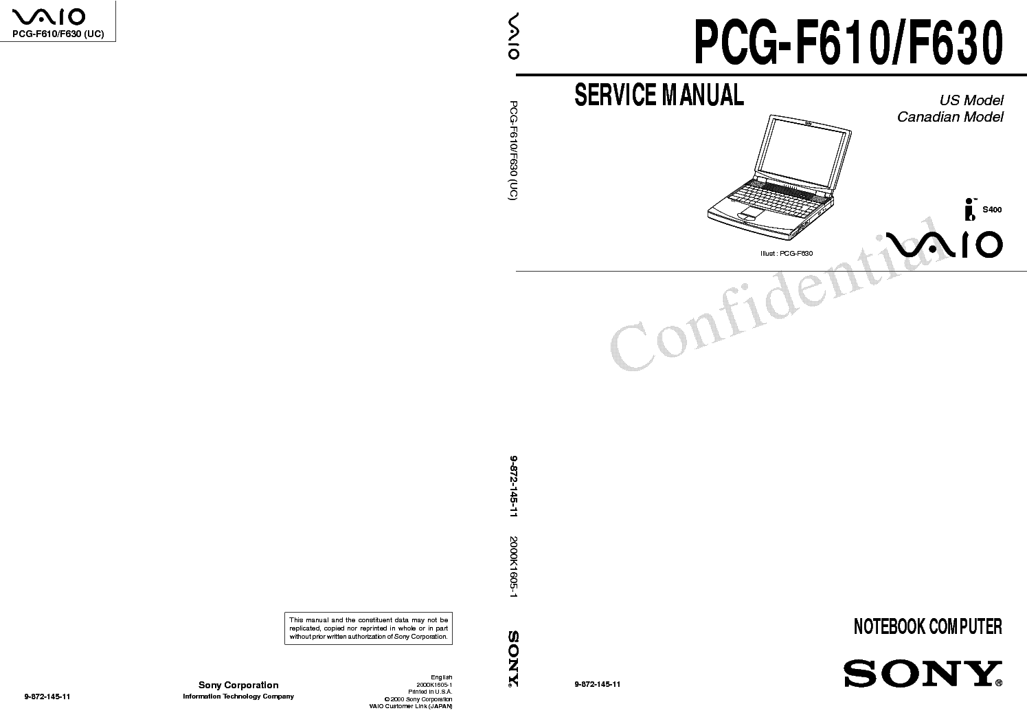 SONY PCG-F610 F630 service manual