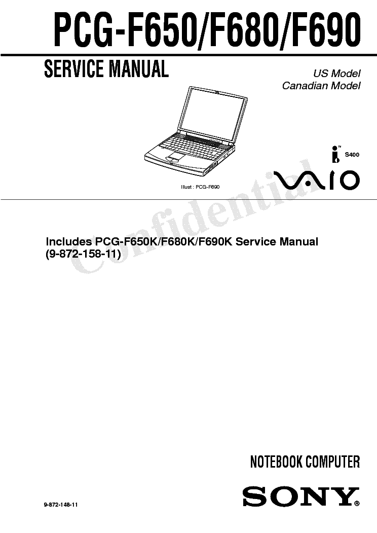 SONY PCG-F650 F680 F690 service manual