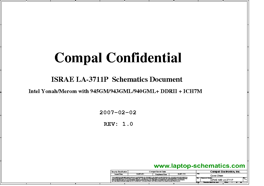 TOSHIBA SATELLITE P200 COMPAL LA-3711P ISRAE REV 1.0 SCH service manual