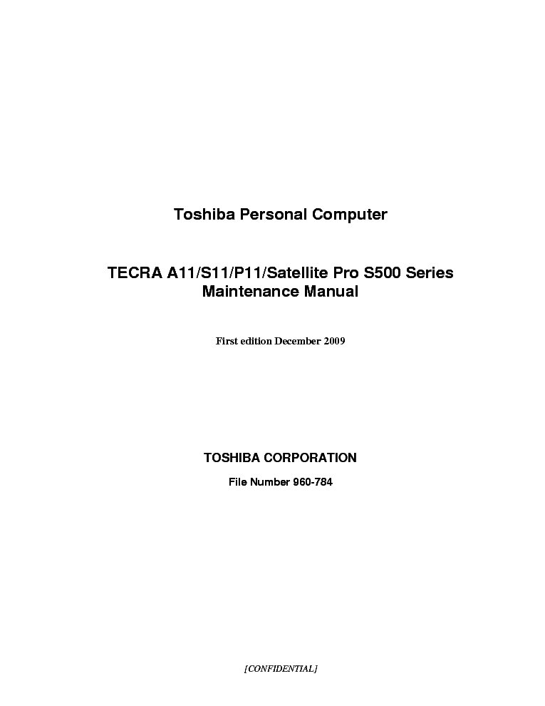 TOSHIBA SATELLITE PRO S500 TECRA A11 S11 P11 Service Manual download