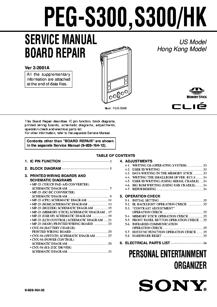 SONY PEG-S300 PEG-S300HK VER.2-2001A service manual