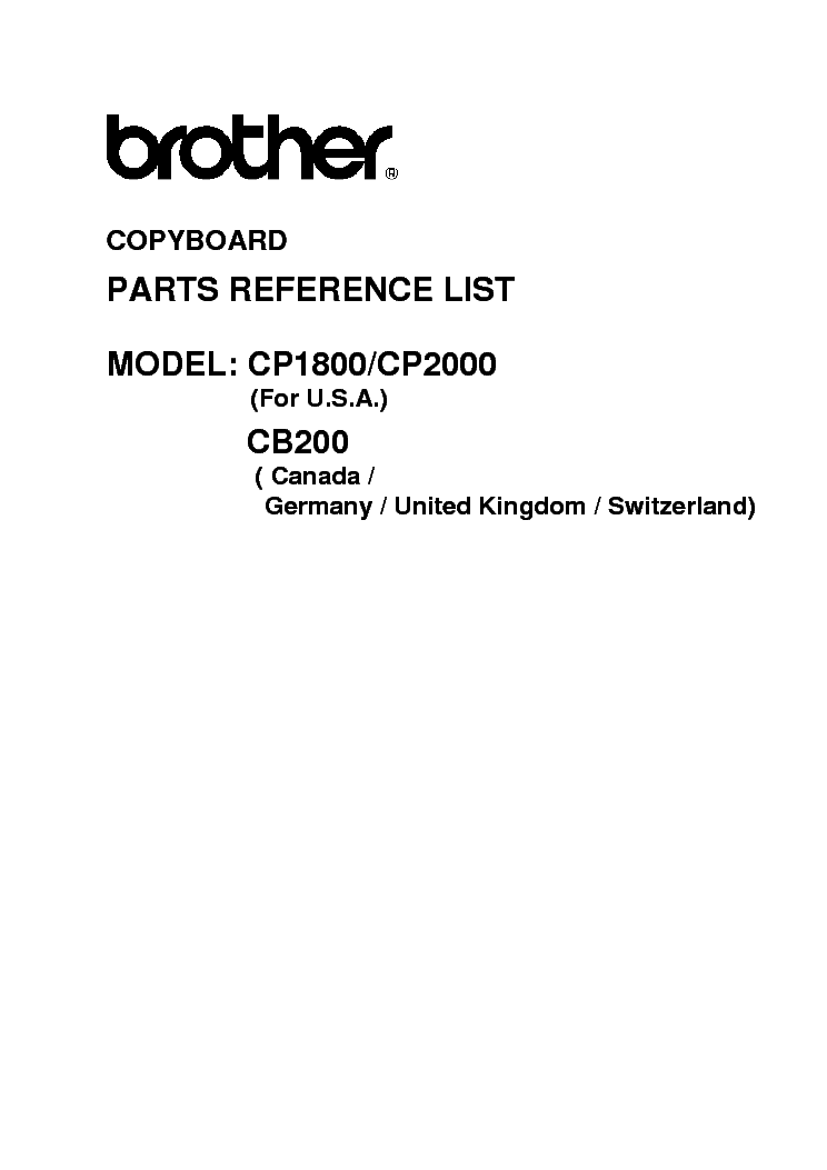 BROTHER CP1800,CP2000,CB200 PARTS service manual (1st page)
