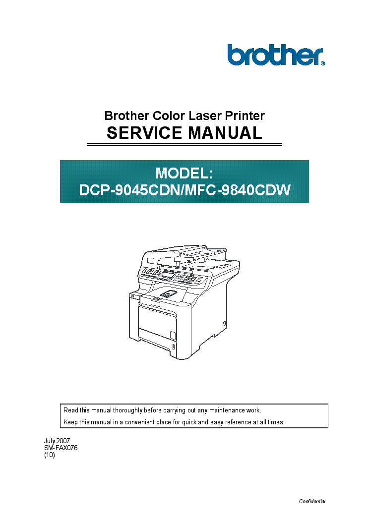 BROTHER DCP-9045C MFC-9840CDW service manual (1st page)