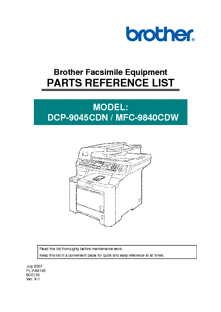 BROTHER DCP-99045CDN MFC-9840CDW service manual (1st page)