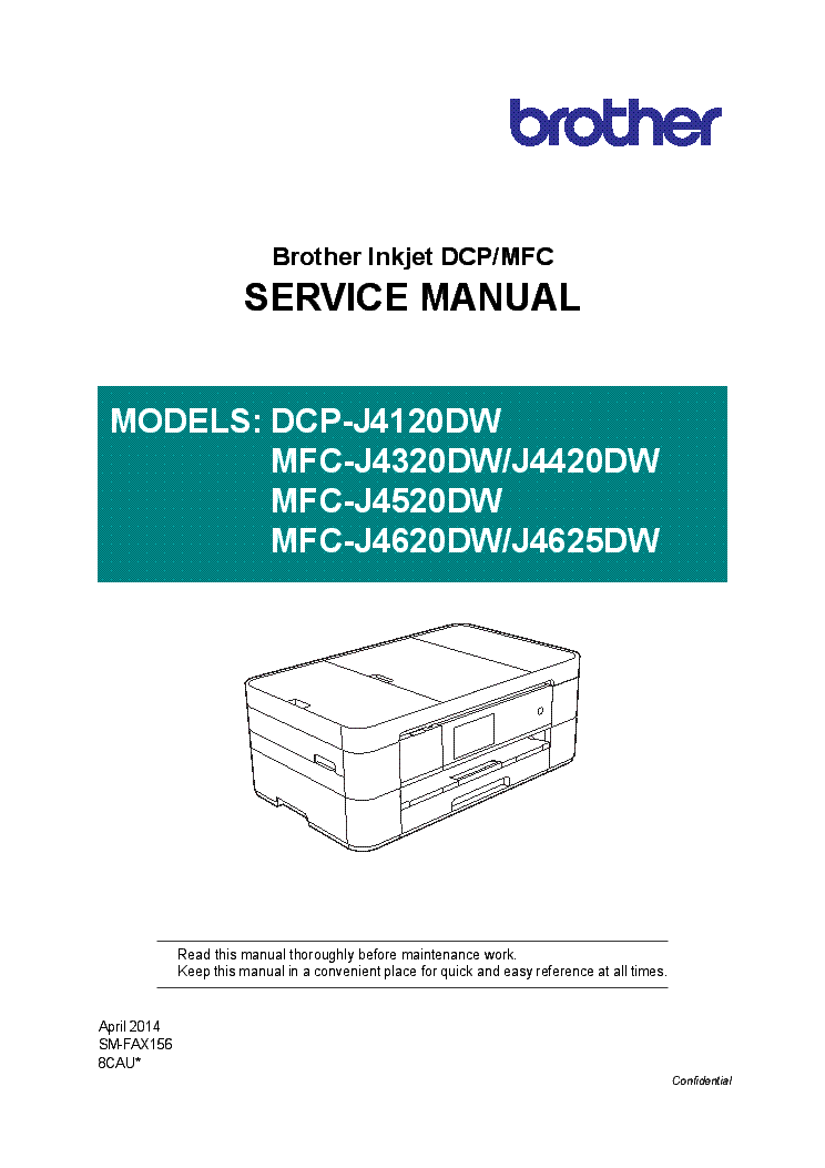 BROTHER DPC-J4120DW MFC-J4320DW J4420DW J4520DW J4620DW J4625DW SM service manual (1st page)