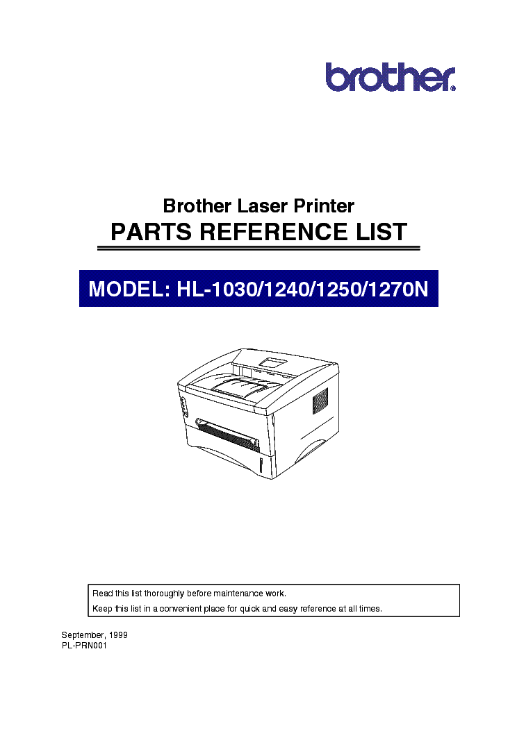 BROTHER HL-1030,1240,1250,1270N PARTS service manual (1st page)