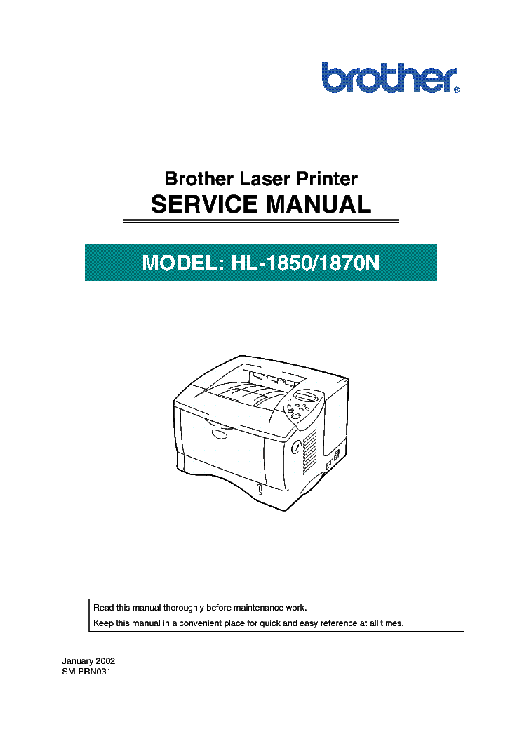 BROTHER HL-1850,1870N service manual (1st page)