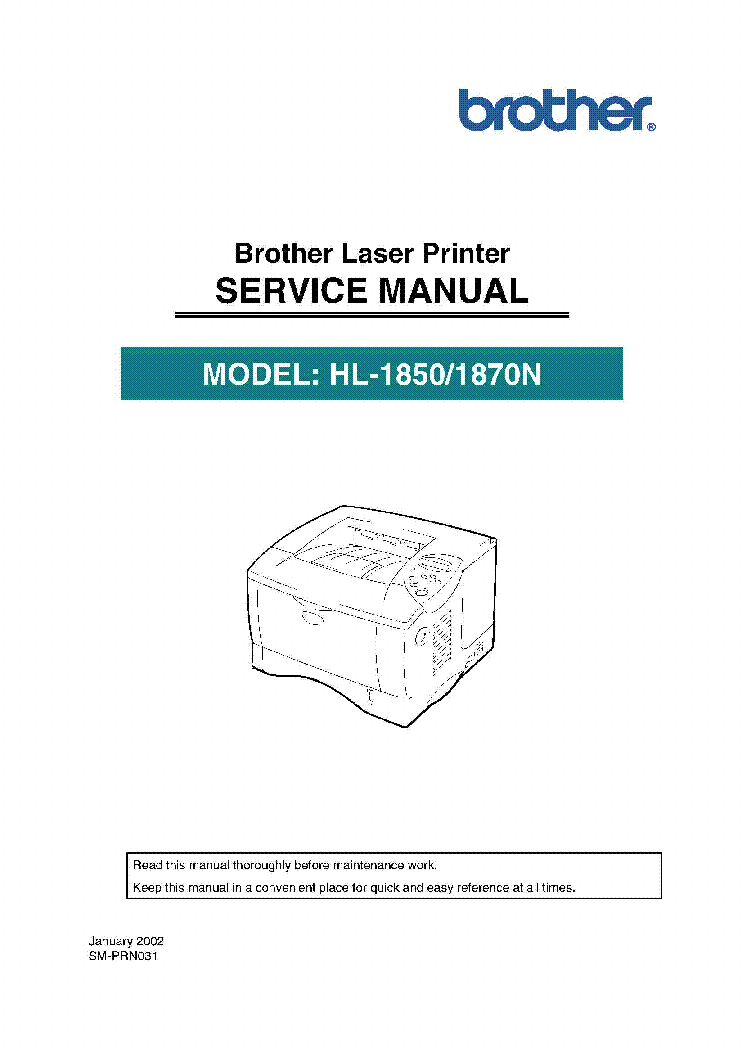 BROTHER HL-1850 1870N service manual (1st page)