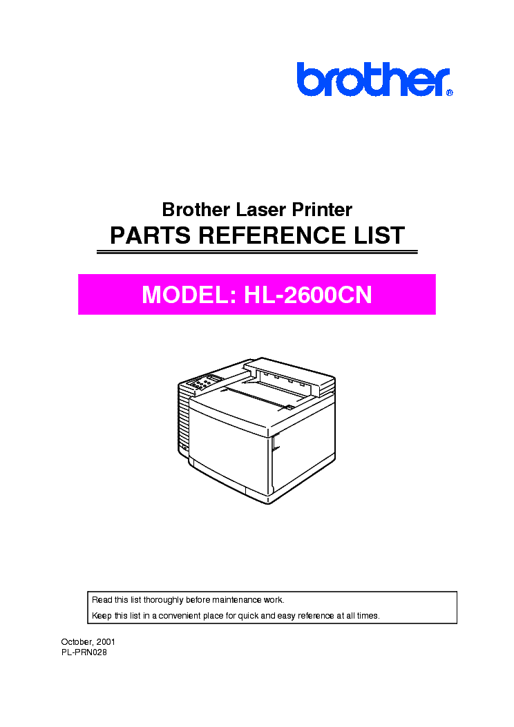 BROTHER HL-2600CN PART service manual (1st page)
