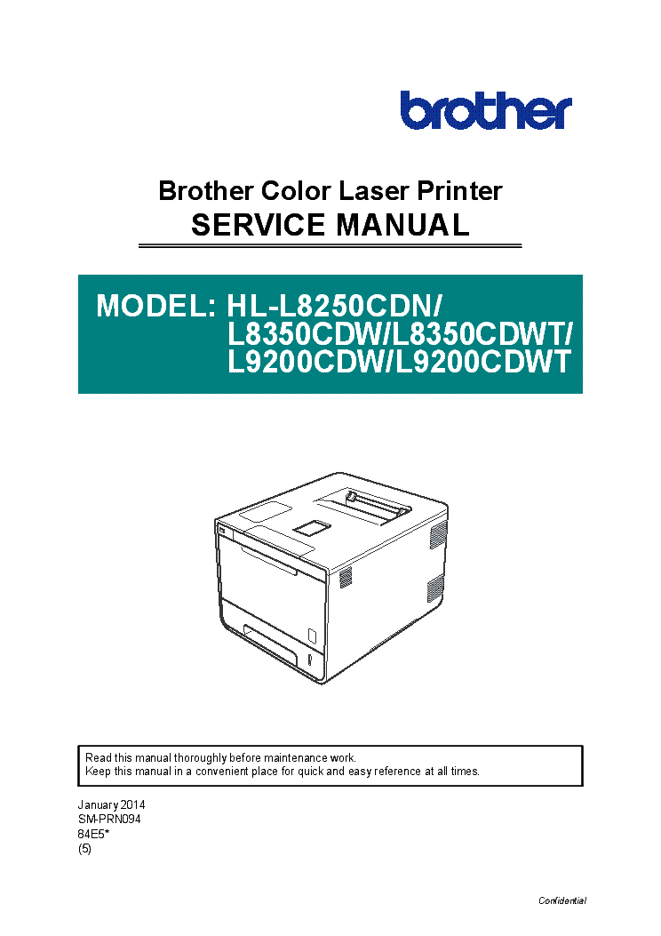 BROTHER HL-L8250CDN L3850CDW L8350CDWT L9200CDW L9200CDWT SM service manual (1st page)