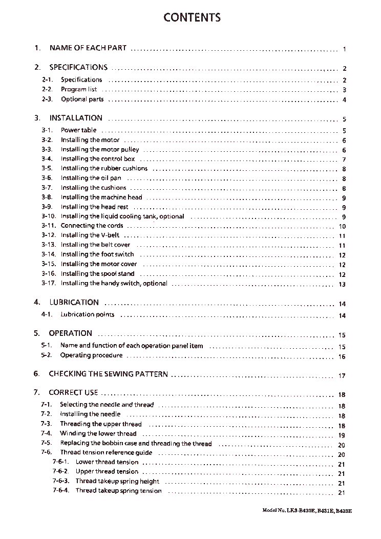 BROTHER LK3-B430E-B431E-B433E SEWINGMASHINE SM service manual