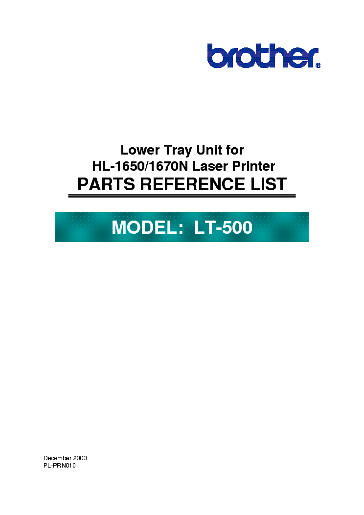 BROTHER LT-500 PARTS service manual (1st page)