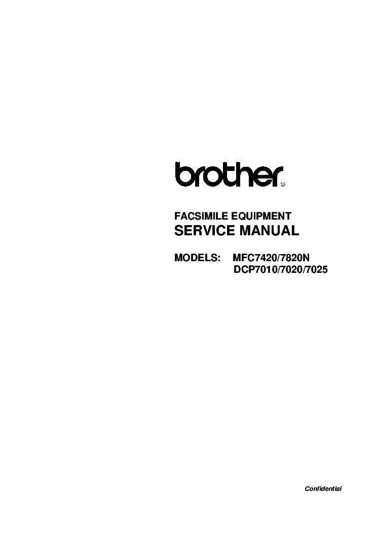 BROTHER MFC-7420 7820 DCP7010 7020 7025 SM service manual (1st page)