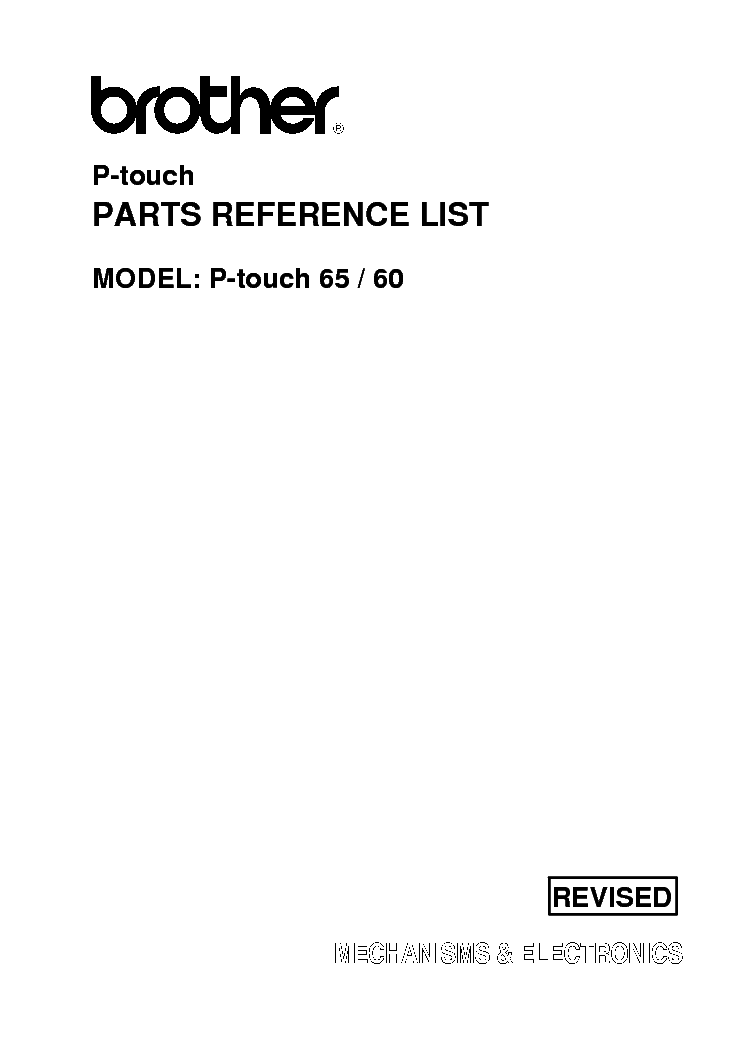 BROTHER P-TOUCH60,65 PARTSMANUAL service manual (1st page)