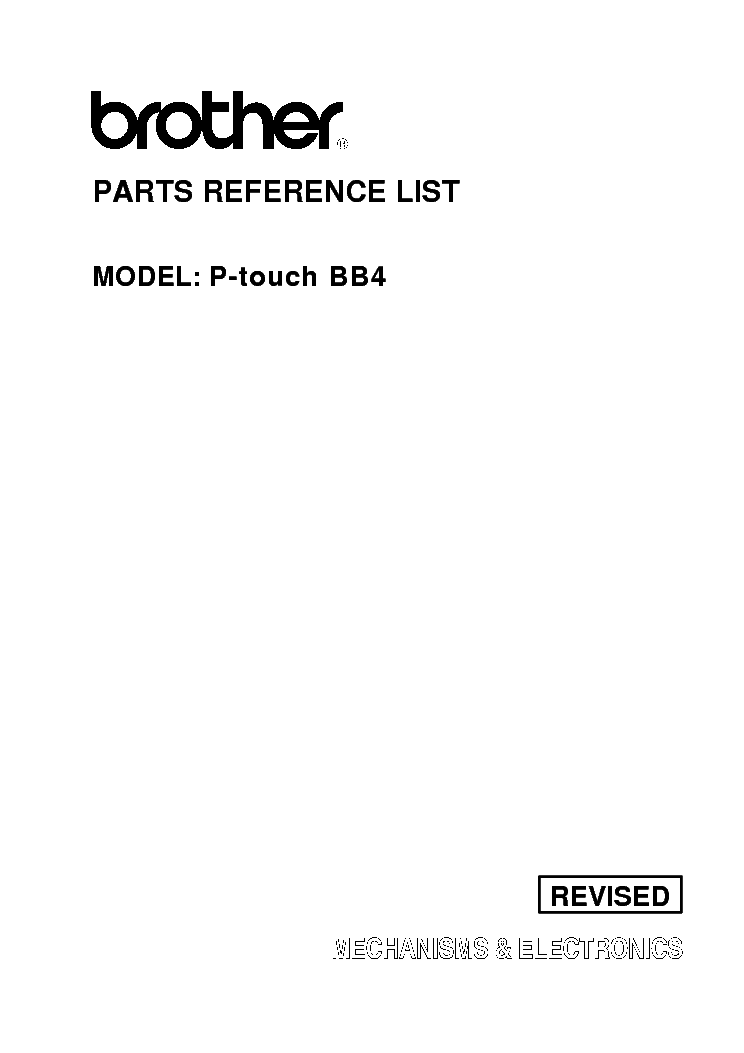 BROTHER P-TOUCH BB4 PARTS MANUAL service manual (1st page)