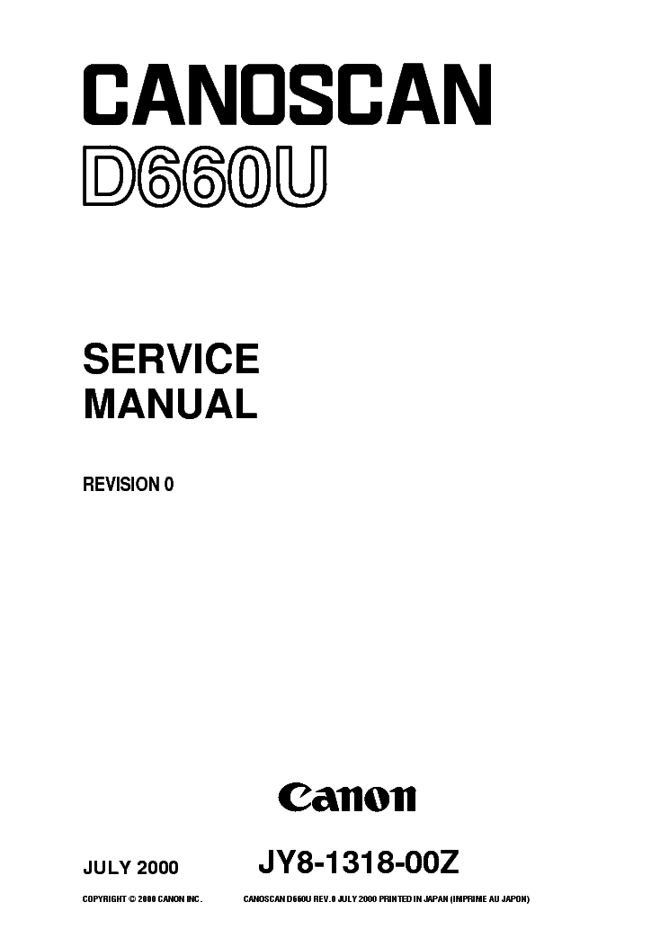 CANON CANOSCAN D660U SM service manual (1st page)