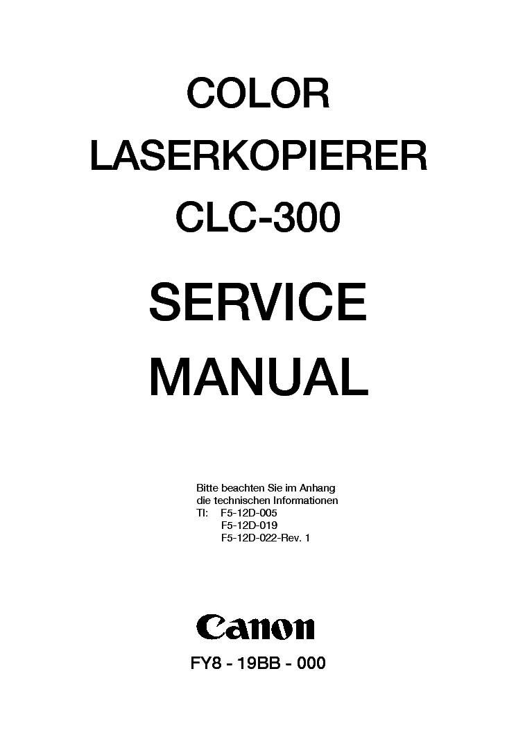 CANON CLC-300 SM service manual (1st page)