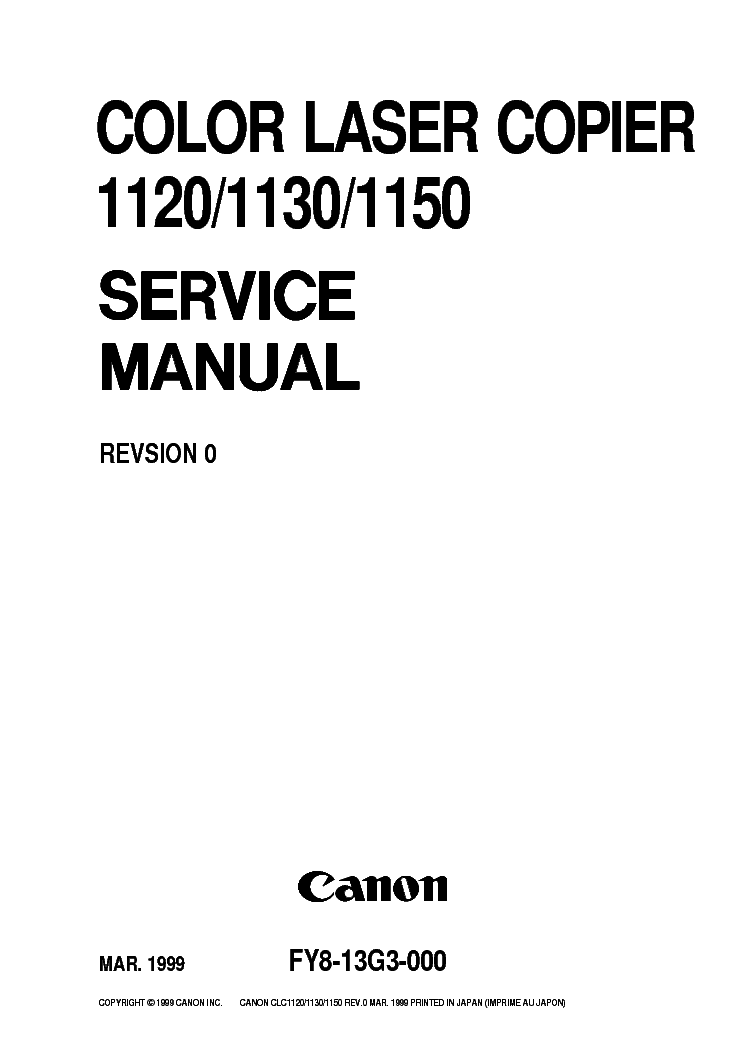 CANON COLOR-LASER-COPIER 1120 1130 1150 SM service manual (1st page)