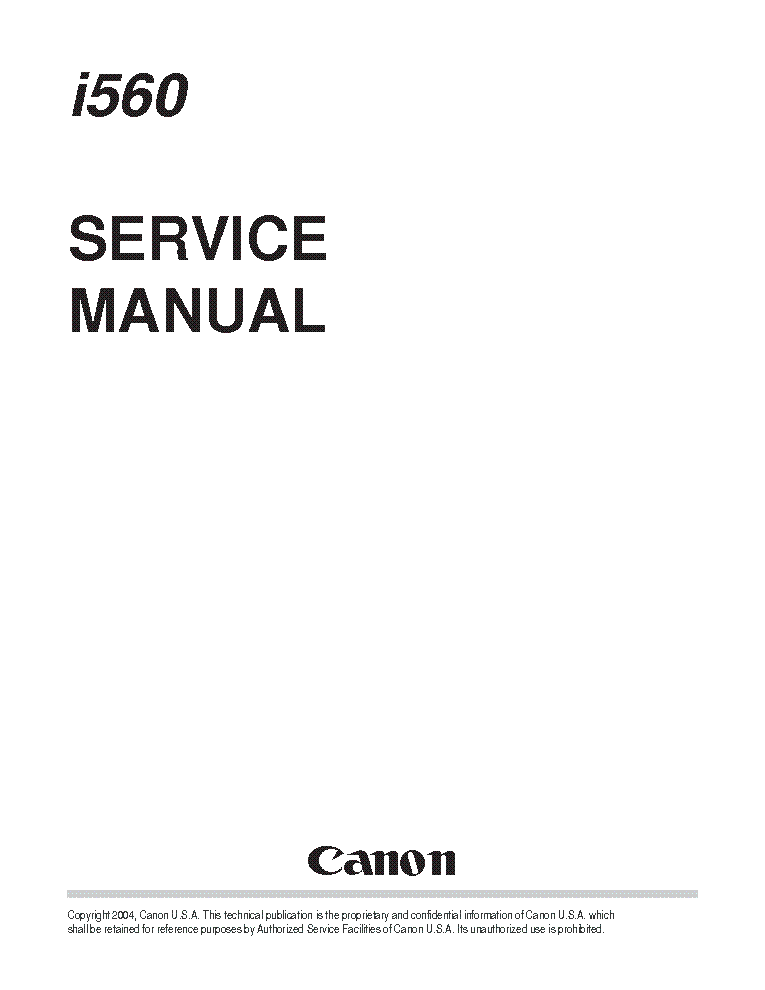 CANON I560 PIXUS 560I SM service manual (1st page)