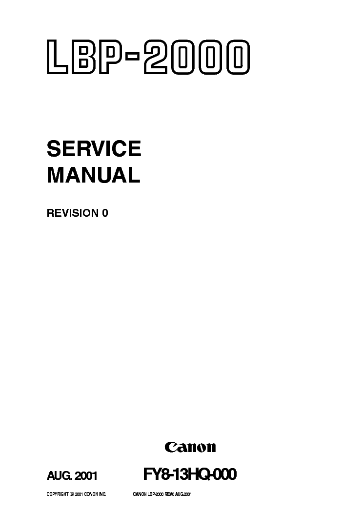 CANON LBP-2000 SM service manual (1st page)