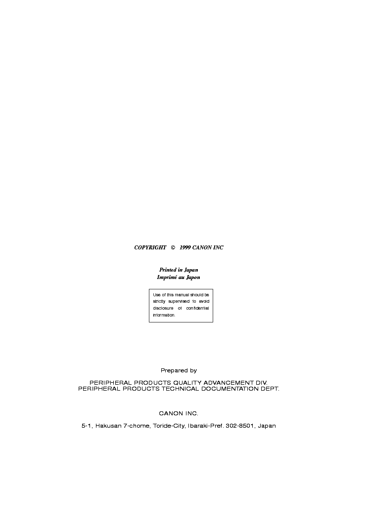 CANON LBP-3260 SM service manual (2nd page)