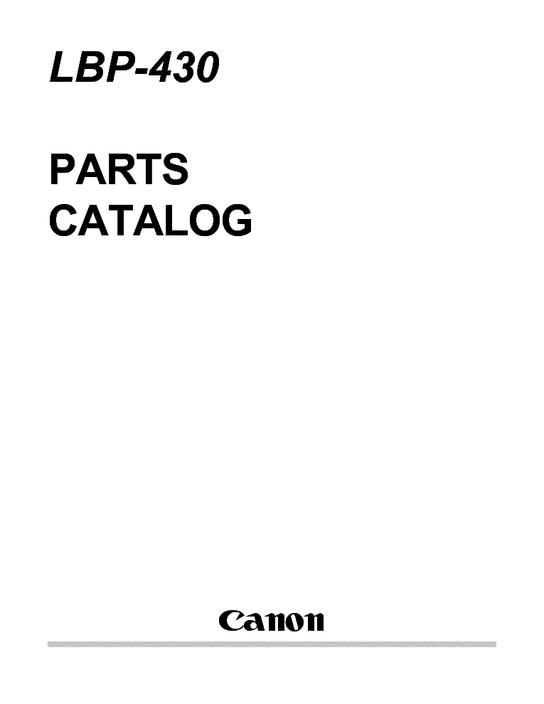 CANON LBP-430 PARTS service manual (1st page)