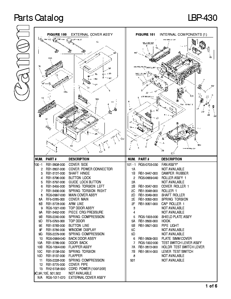 CANON LBP-430 PARTS service manual (2nd page)
