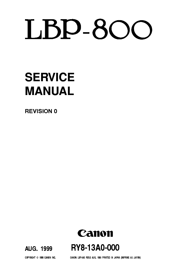 CANON LBP800P SM service manual (1st page)