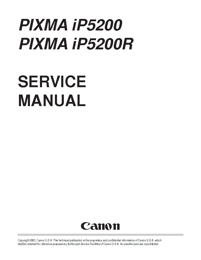 CANON PIXMA IP5200 IP5200R SM service manual (1st page)