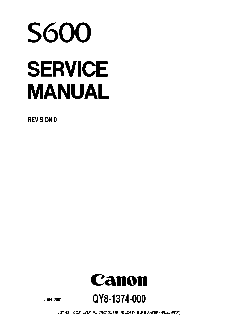 CANON S600SM service manual (1st page)