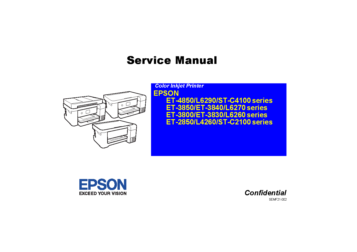 EPSON ET-4850 ET-4850 L6290 ST-C4100 ET-3850 ET-3840 L6270 ET-3800 ET-3830 L6260 ET-2850 L4260 ST-C2100 COLOR INKJET PRINTER SM service manual (1st page)