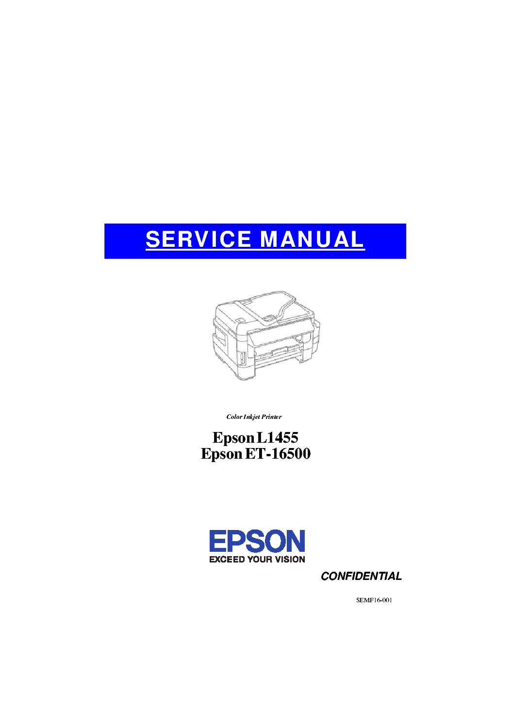 EPSON L1455 ET-16500 COLOR INKJET PRINTER SERVICE MANUAL service manual