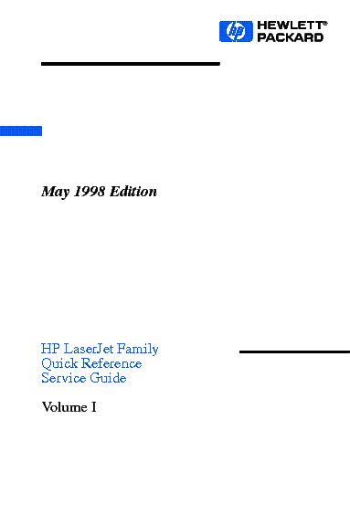 HP LASERJET FAMILY QUICK REFERENCE SERVICE GUIDE VOLUME I service manual