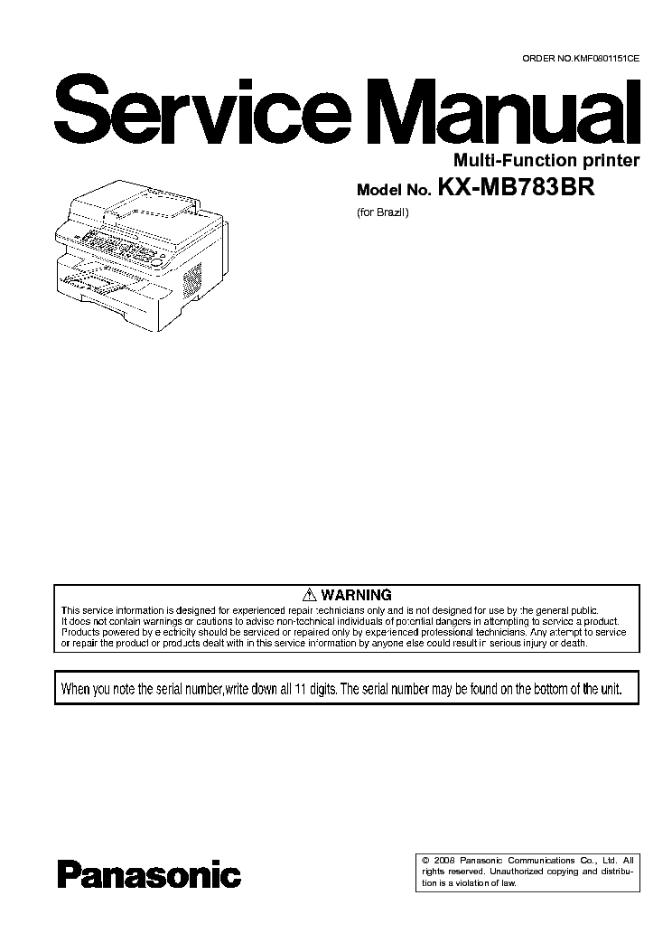 PANASONIC KX-MB783BR SM service manual (1st page)