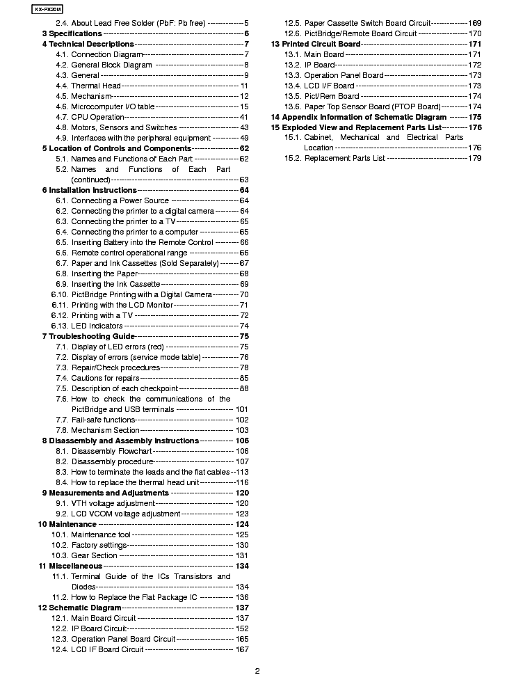 PANASONIC KX-PX20M service manual (2nd page)
