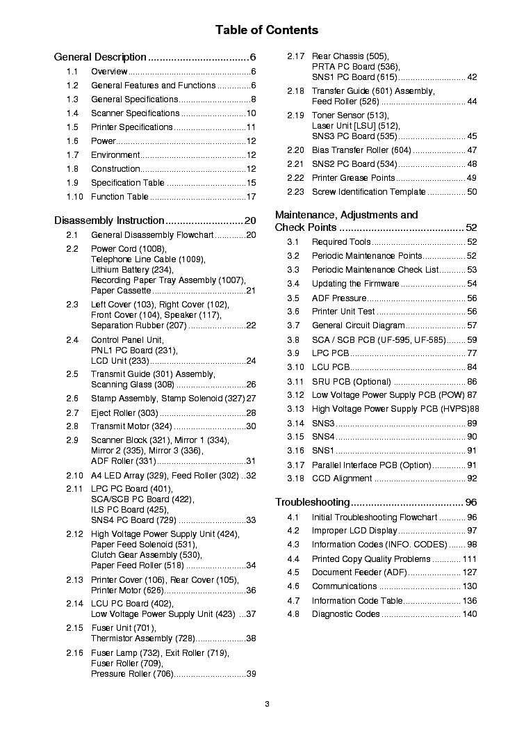 PANASONIC UF-585,595 SM service manual (2nd page)
