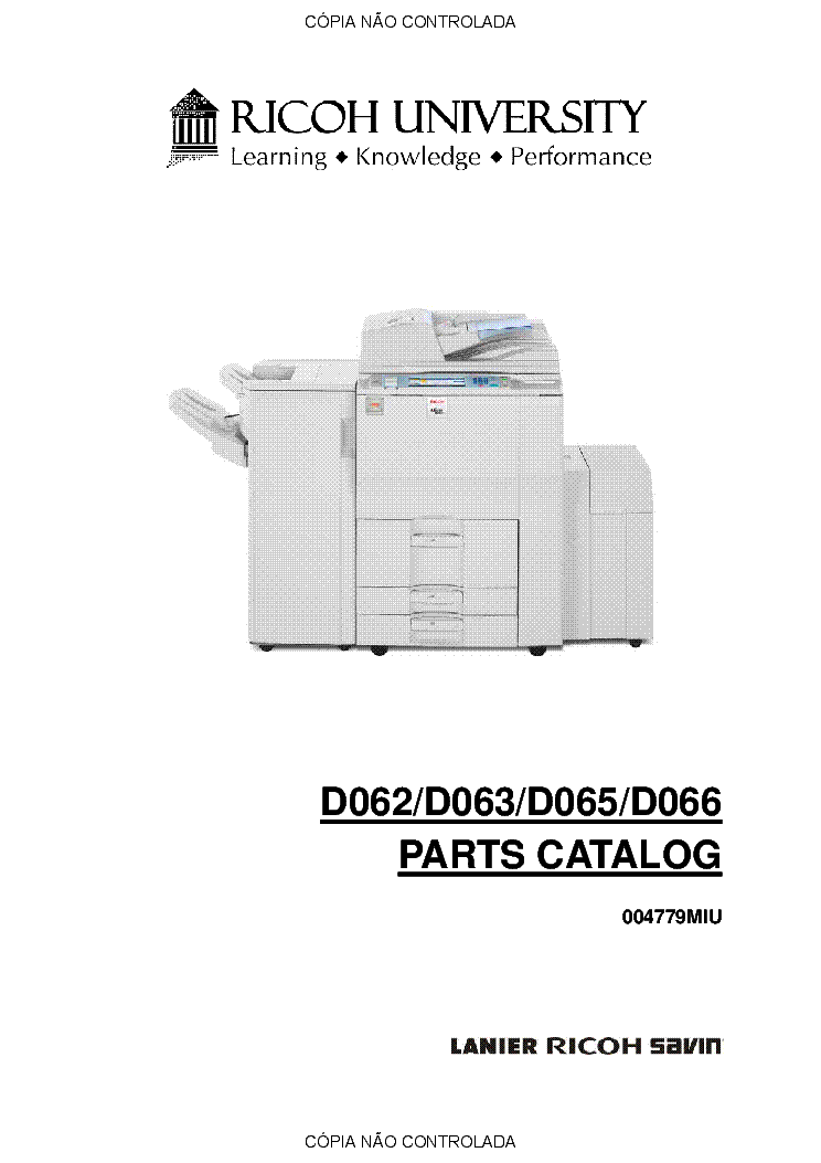 RICOH AFICIO MP6001 MP7001 MP8001 MP9001 VER.01 PARTS CATALOG service manual