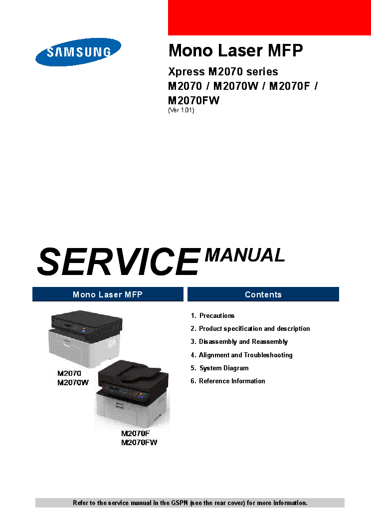 SAMSUNG XPRESS M2070 M2070W M2070F M2070FW Service Manual ...