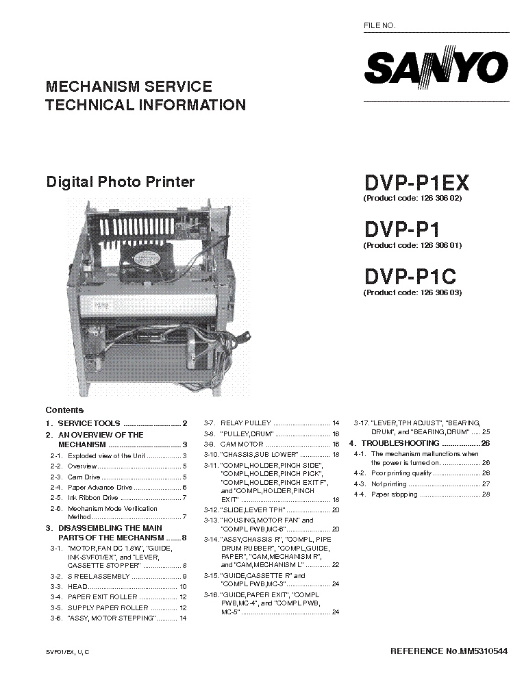 SANYO DVPP1EX SM Service Manual download, schematics, eeprom, repair
