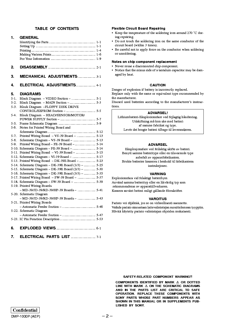 SONY DMP-1000P Service Manual download, schematics, eeprom, repair info ...