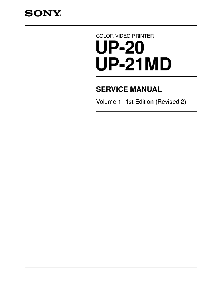 SONY UP-20 UP-21MD VOL.1 1ST-EDITION REV.2 SM Service Manual download ...