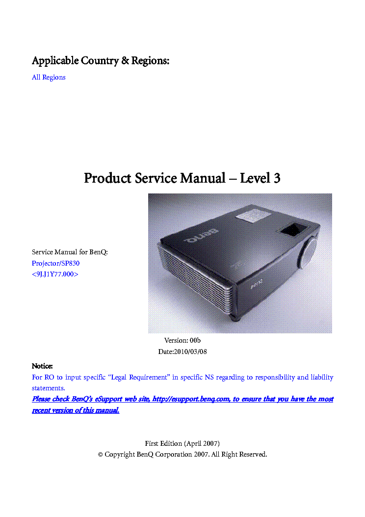 Benq Sp830 Manual Pdf