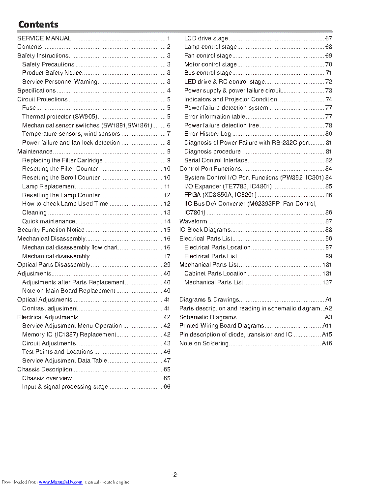 EIKI LC-X85 CHASSIS KR7-X8500 SM Service Manual download, schematics ...