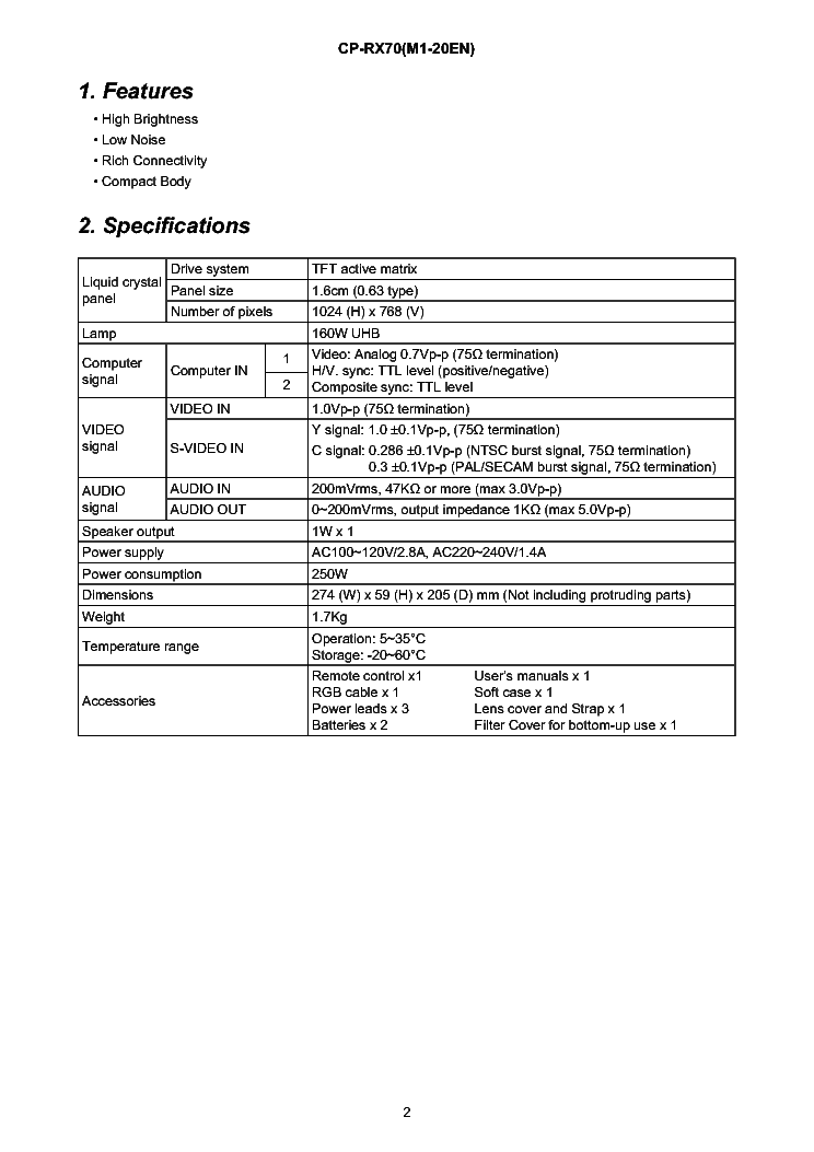 HITACHI CP-RX70WF Service Manual download, schematics, eeprom, repair ...