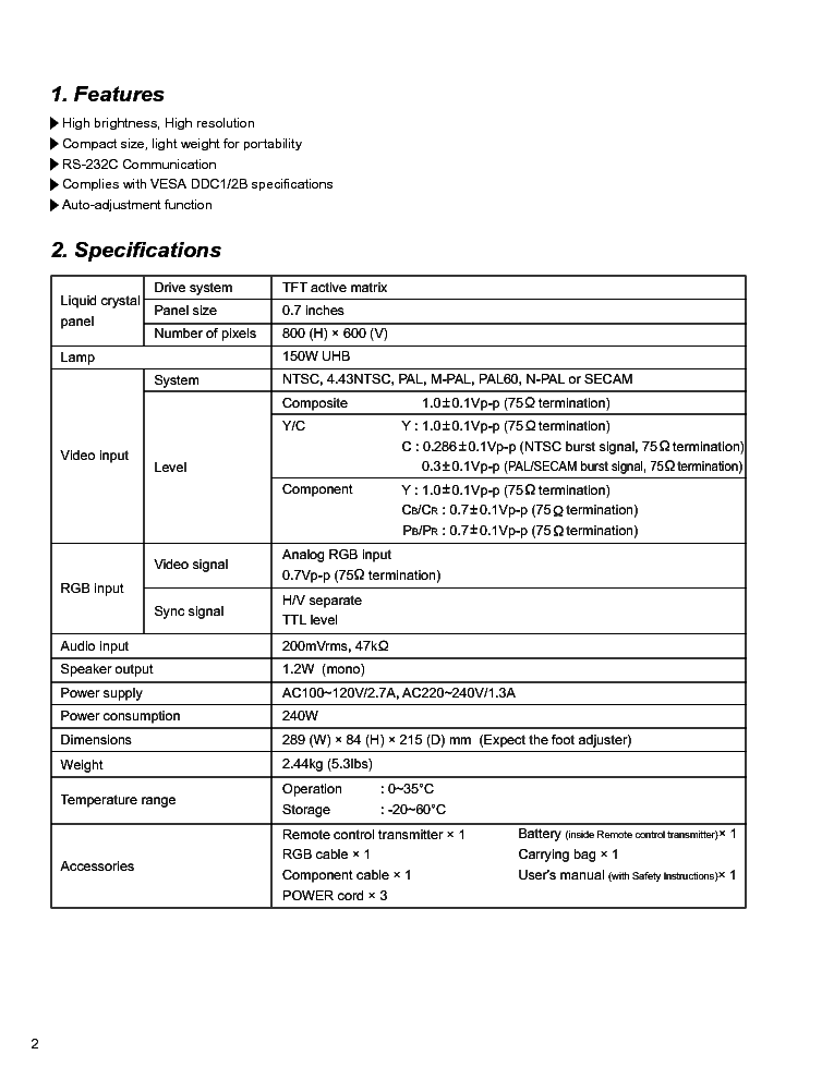 HITACHI CPS225W PJ500 SM Service Manual download, schematics, eeprom ...